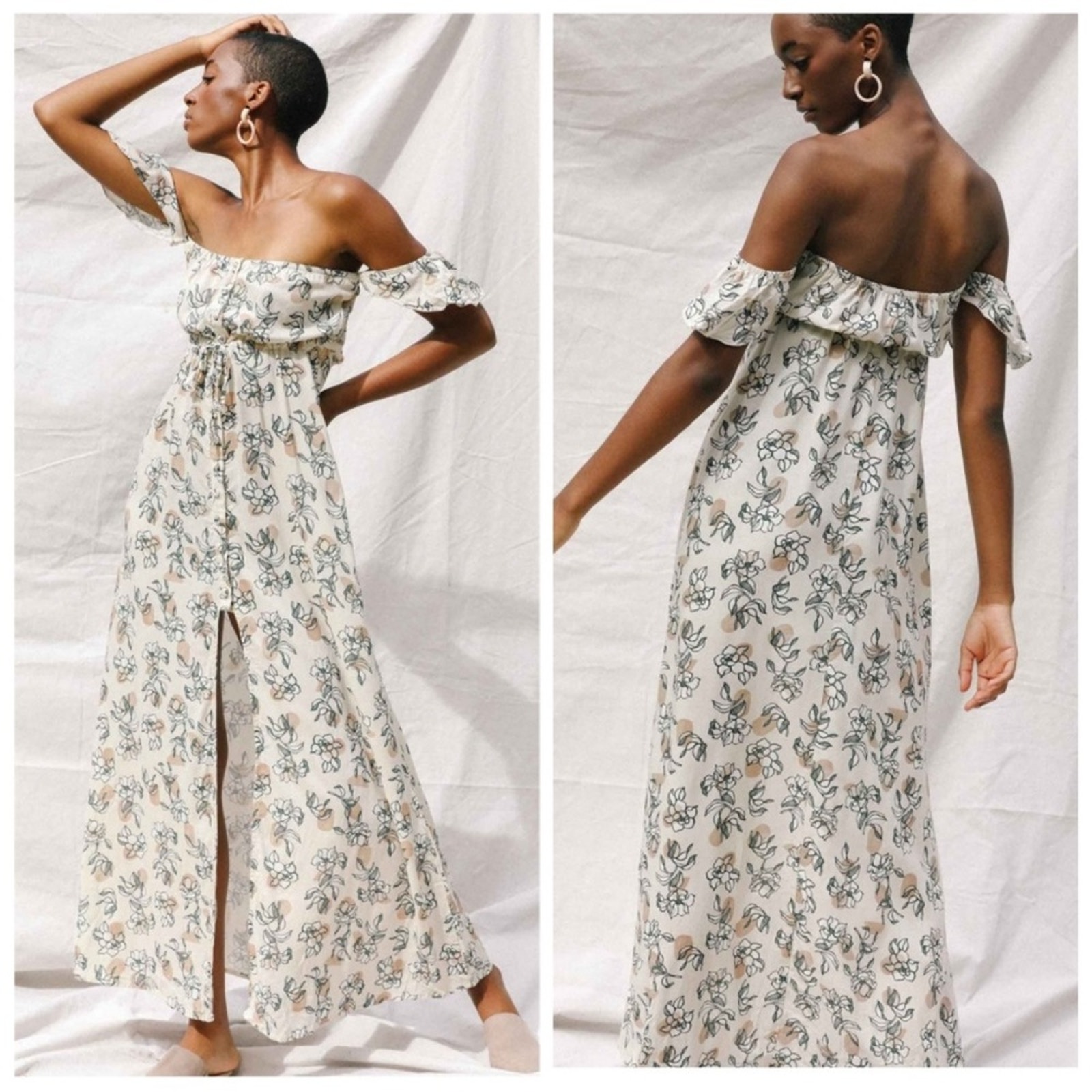 Yireh Lina Maxi Dress In Magnolia Sz M Off The Shoulder Sz M